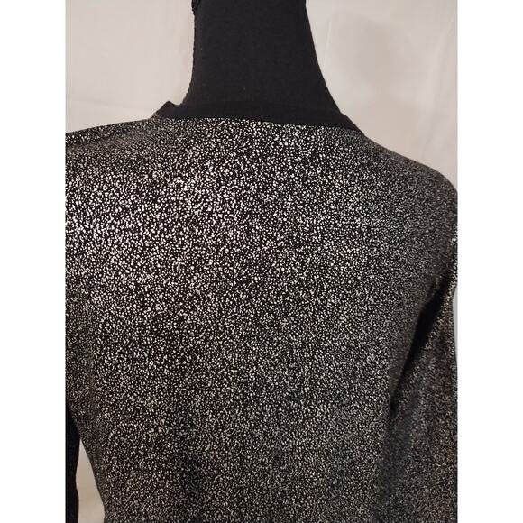 Rebecca Malone Women's Top Size Small Black Silver 3/4 Sleeves Silver Studs - Picture 4 of 7